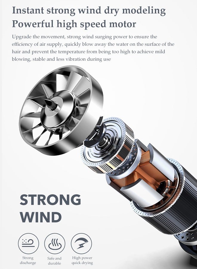 DUNISO Hair Dryer, Quick Drying Salon Hair Dryer, Portable Blue Light Hair Dryer, Adjustable Wind Speed And Temperature，Overheating Protection, With Air Collection Nozzle, Suitable For Dormitory, Bathroom, Household，800W - Image 4