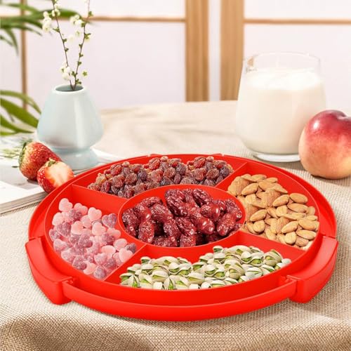 CLAPONE Cake Carrier with Lid and Handle/Cake Containers/Cake Holder for 11 inch/Cake with 3 Handles Cupcake Carrier/Cake Boxes For Packing/Plastic Cover Three Sided Base/Round Storage Carrier/(Red) - Image 3