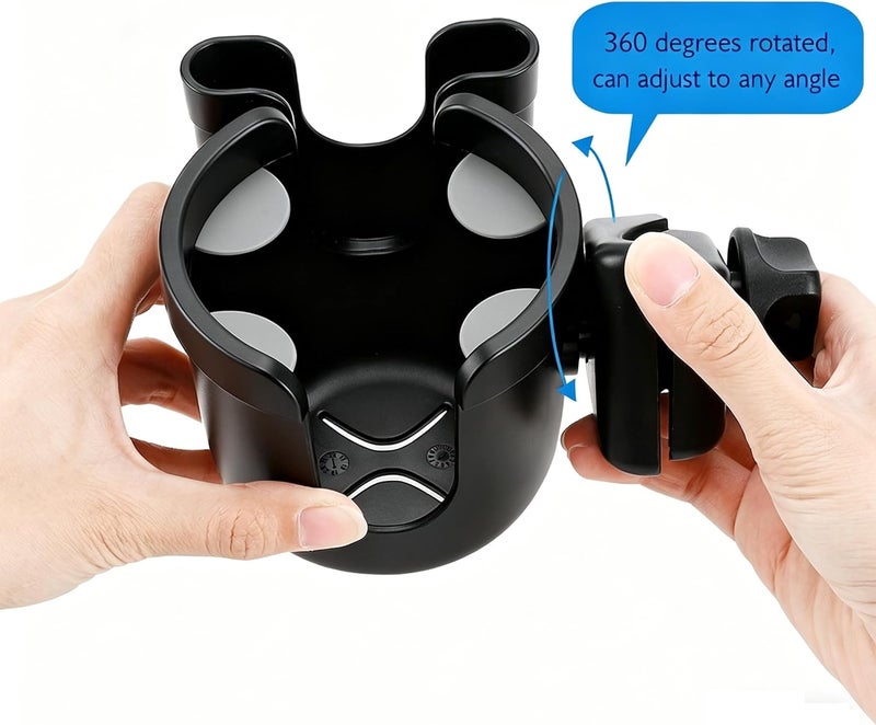 accmor Stroller Cup Holder with Hook, Bike Cup Holder, Universal Cup Holder for Uppababy Nuna Doona Strollers, 2-in-1 Cup Phone Holder for Stroller, Bike, Wheelchair, Walker, Scooter - Image 4