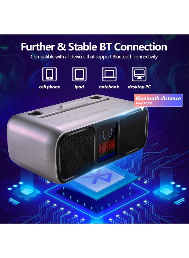 سمارت بيري Portable Karaoke Machine Party Speaker with 2 Wireless Microphones, Touch Screen, LED Lights, Phone Stand, USB/TF/AUX Support, Rechargeable for Kids  Adults Home and Outdoor Entertainment – Black - Image 4