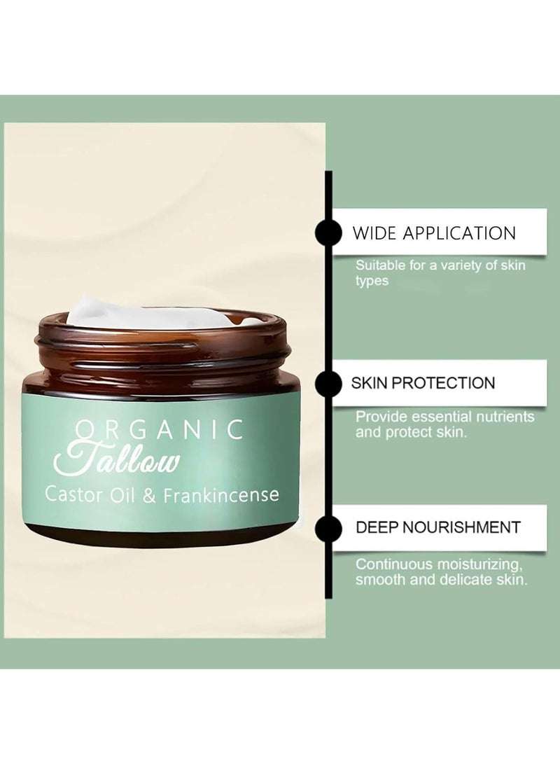 Organic Grass-Fed Beef Tallow with Frankincense Oil & Castor Oil, Organic Beef Tallow Moisturizer for Skin, Tallow and Manuka Honey Balm, Beef Tallow Frankincense Balm for Face, Body - Image 3