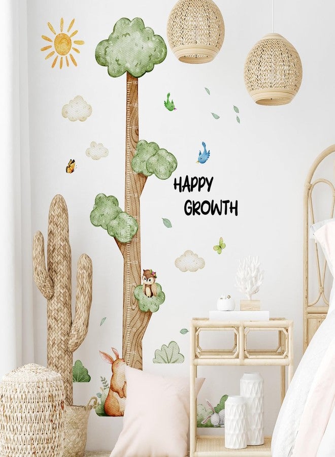 DRWSSR 3D Cartoon Height Growth Chart for Kids Wall Stickers Removable DIY Jungle Animals and Plants Height Sticker Peel and Stick Sun White Clouds Wall Art Decor for Nursery Kids Bedroom Living Room - Image 3