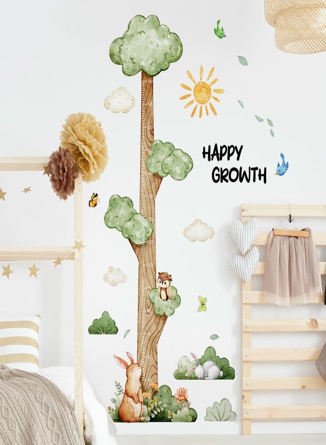 DRWSSR 3D Cartoon Height Growth Chart for Kids Wall Stickers Removable DIY Jungle Animals and Plants Height Sticker Peel and Stick Sun White Clouds Wall Art Decor for Nursery Kids Bedroom Living Room - Image 5