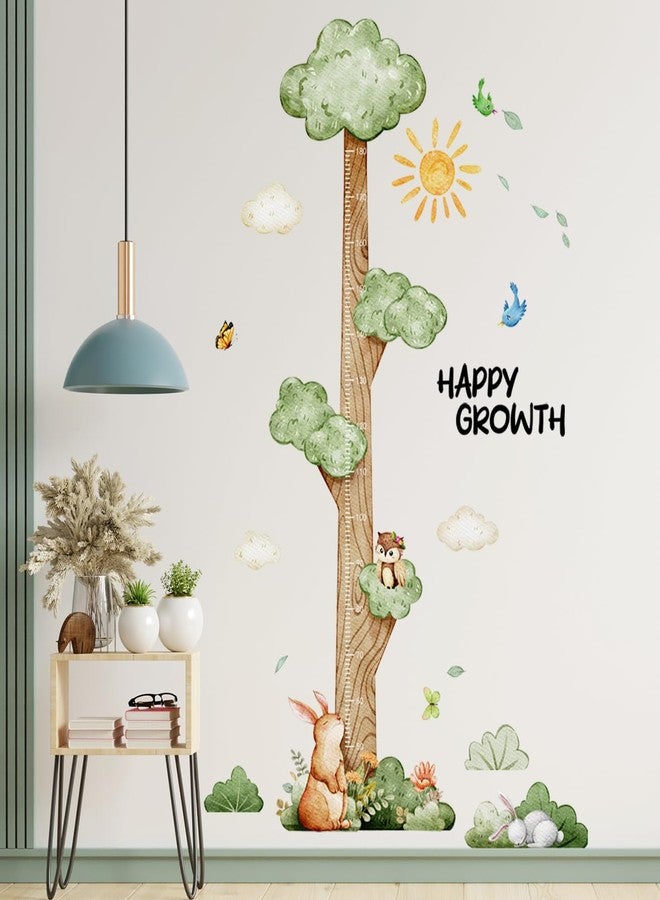 DRWSSR 3D Cartoon Height Growth Chart for Kids Wall Stickers Removable DIY Jungle Animals and Plants Height Sticker Peel and Stick Sun White Clouds Wall Art Decor for Nursery Kids Bedroom Living Room - Image 1