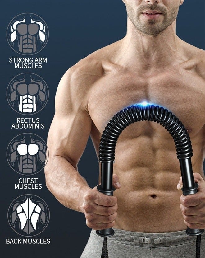 30KG Power Twister Bar, Upper Body Strength Training Bar, Heavy Duty Arm Builder for Strengthening Chest Workout, Shoulders, Biceps, Arms, Forearm Strengthener Builder Spring Exercise Bar - Image 3