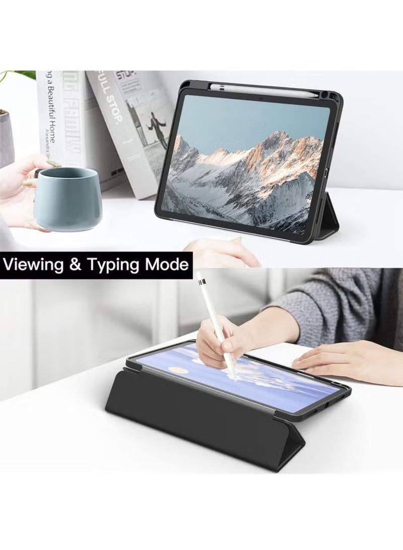 Case for iPad 10th Generation 10.9 Inch 2022 Built-in Pencil Holder Flexible Back Cover, Trifold Stand, Auto Sleep Wake Rebound Series Clear / Black - Image 4