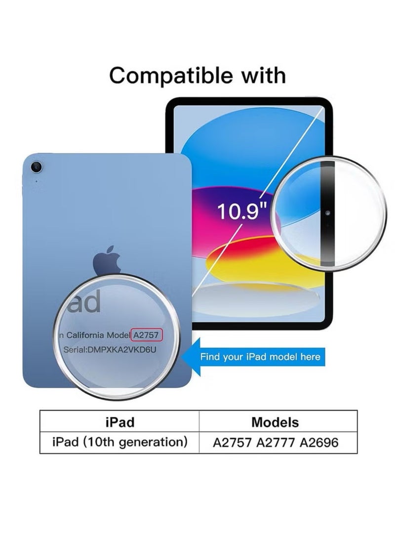 Case for iPad 10th Generation 10.9 Inch 2022 Built-in Pencil Holder Flexible Back Cover, Trifold Stand, Auto Sleep Wake Rebound Series Clear / Black - Image 3