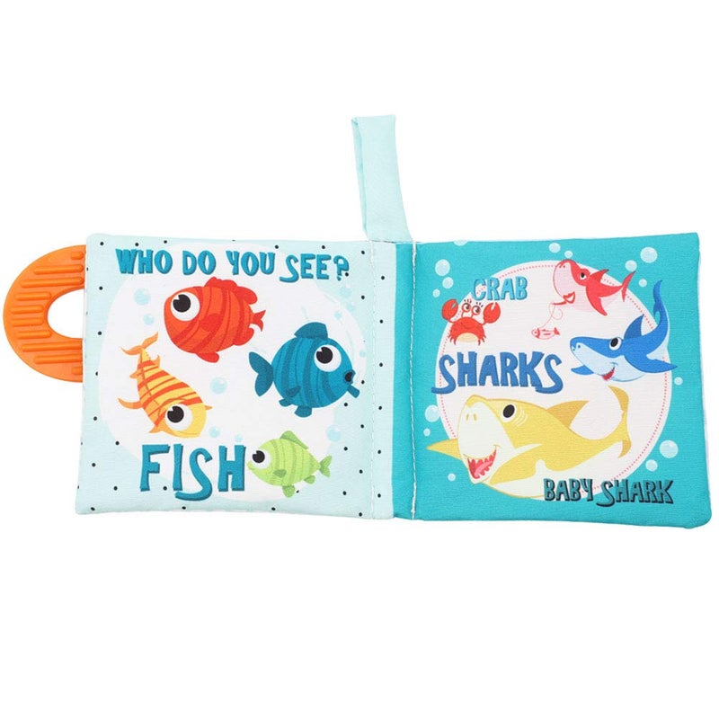 Bebe Mondo Baby Book Toy, Soft Cloth Crinkle Books for Babies with Teether, Infant Toys 0-3-6-12-18 Months, Shower Baby Gifts, Teething Toy for Boys Girls- Fish, Shark-1PCs - Image 5