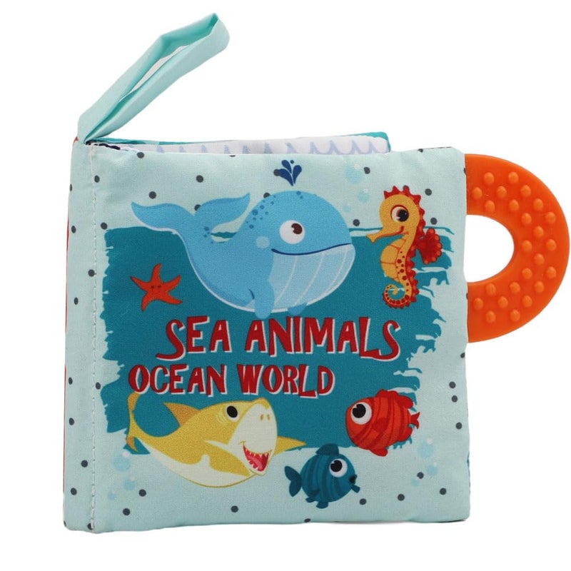 Bebe Mondo Baby Book Toy, Soft Cloth Crinkle Books for Babies with Teether, Infant Toys 0-3-6-12-18 Months, Shower Baby Gifts, Teething Toy for Boys Girls- Fish, Shark-1PCs - Image 1