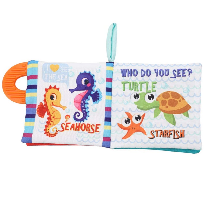 Bebe Mondo Baby Book Toy, Soft Cloth Crinkle Books for Babies with Teether, Infant Toys 0-3-6-12-18 Months, Shower Baby Gifts, Teething Toy for Boys Girls- Fish, Shark-1PCs - Image 4