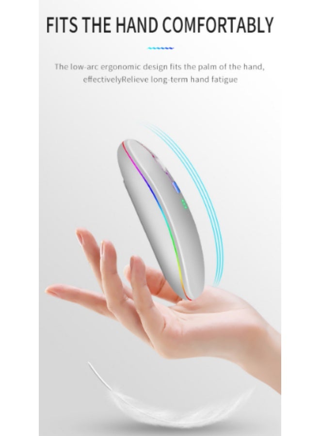 Wireless Bluetooth Mouse, Bluetooth  + 2.4GHz USB Wireless Receiver, Type-C Rechargeable Silent Bluetooth Wireless Mouse for PCs, Laptops, Tablets, Cell Phones, 3 Preset Adjustable DPI with RGB Lights - Image 2