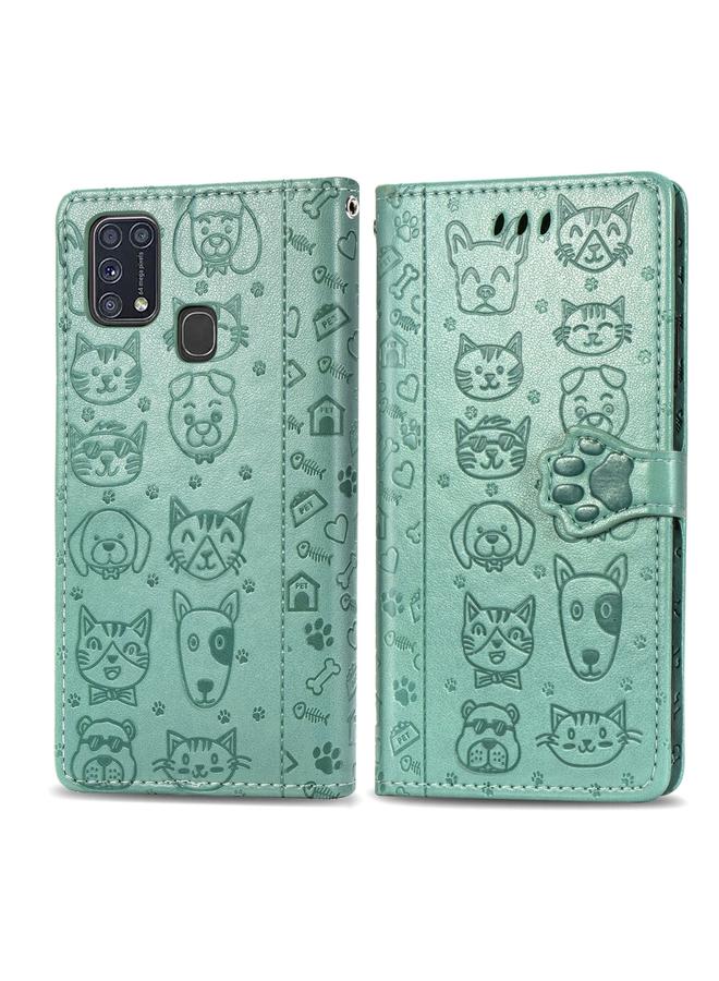 Zaboon Case For Galaxy M31 Cute Cat and Dog Embossed Horizontal Flip Leather Case with Bracket / Card Slot / Wallet / Lanyard - Image 2