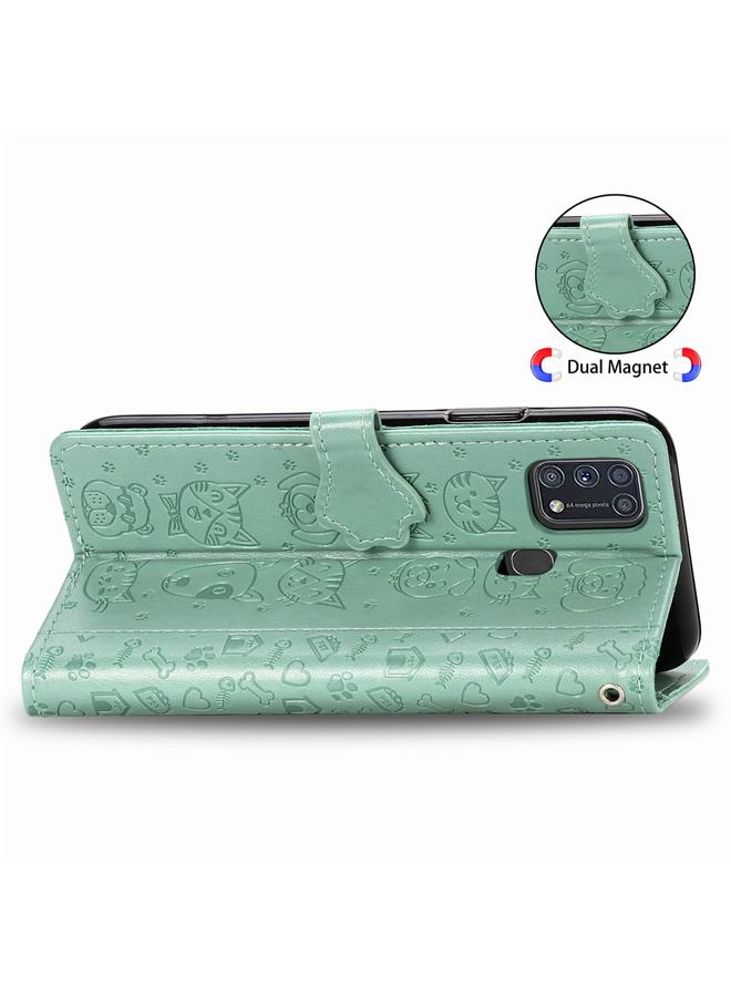Zaboon Case For Galaxy M31 Cute Cat and Dog Embossed Horizontal Flip Leather Case with Bracket / Card Slot / Wallet / Lanyard - Image 4