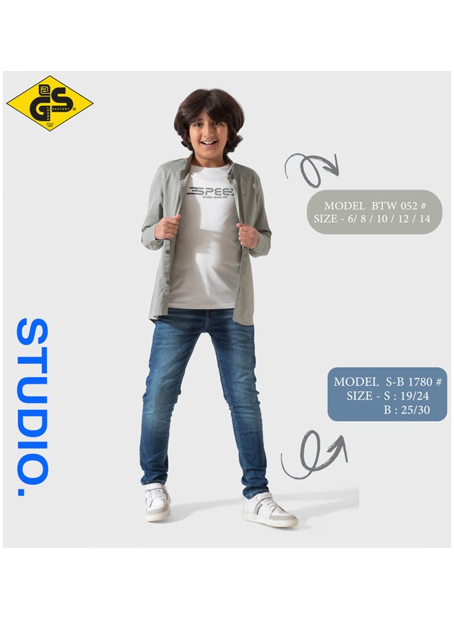 جي@إس قميص كتان صيفي للأولاد مع تيشيرت قطني