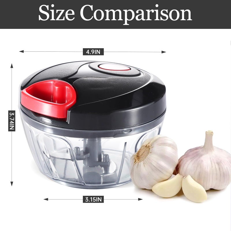 Cambom Manual Food Chopper Vegetable Cutter, Hand String Vegetable Chopper Onions Cutter for Vegetable Fruits Nuts BPA Free Food Safe Material, 500ml Black - Image 4