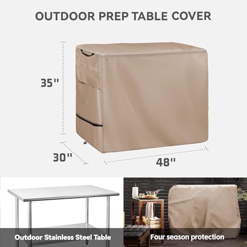 Wnanan Outdoor Prep Table Cover Heavy Duty Waterproof Cover for Outdoor Stainless Steel TableKhaki - Image 3