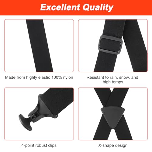 Vilapow Ski Pant Suspenders For Men & Women 1.5-Inch Wide Ski Suspenders Men Black Elastic Adjustable Mens Suspender Heavy Duty Clips Men's Classic X-Back Suspender - Image 5