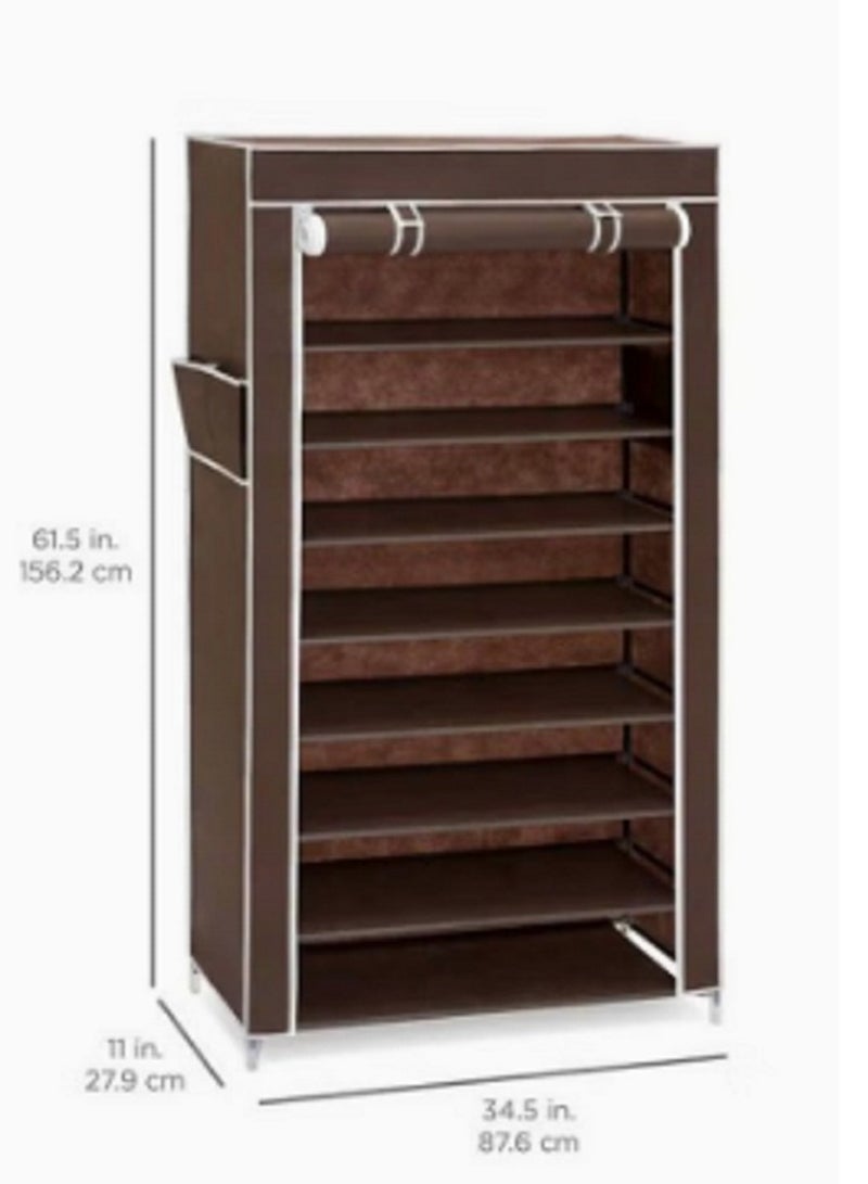 9-Layer Shoe Rack Brown/White 160x60x30cm - Image 4