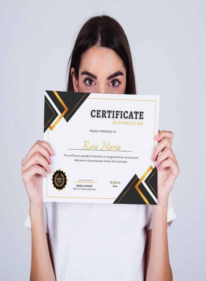 AanyaCentric Pack of 20 A4 Size 8.3 x 11.7 Inch Self Fill-in Certificate of Appreciation Pre Printed on Glossy Photo Paper For Recognition Achievement Completion Award for Student Employee Trainee - Image 4