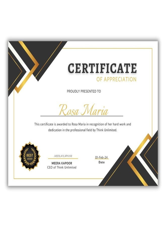 AanyaCentric Pack of 20 A4 Size 8.3 x 11.7 Inch Self Fill-in Certificate of Appreciation Pre Printed on Glossy Photo Paper For Recognition Achievement Completion Award for Student Employee Trainee - Image 1