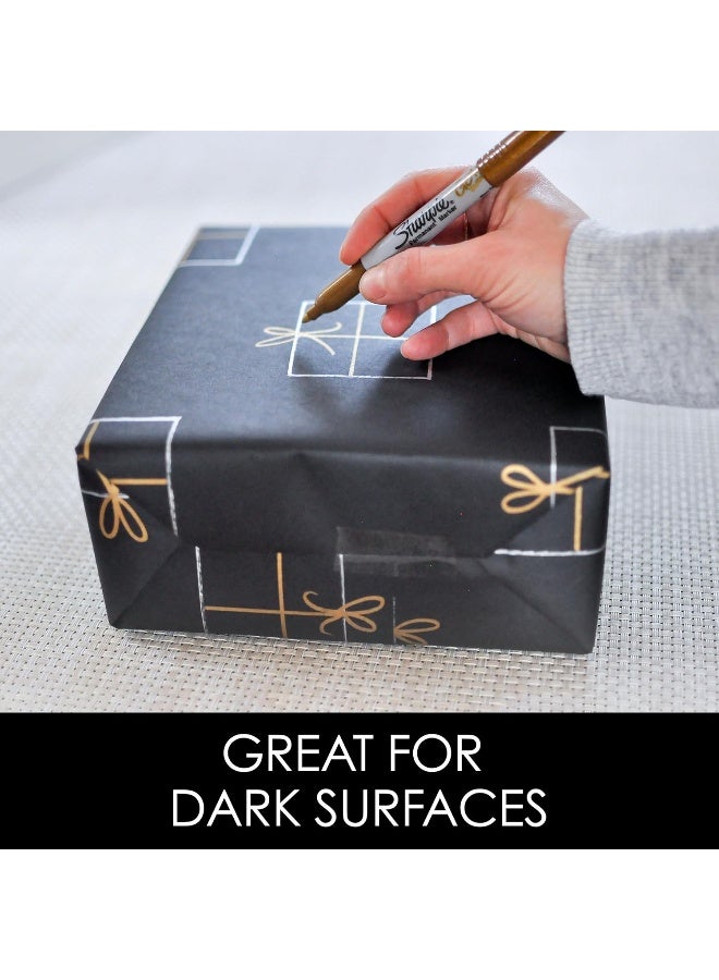 شاربي قلم تحديد دائم بطرف رفيع من شاربي، عبوة نفطة، عرض الخط ١٫٤ مم، ذهبي معدني - Image 3