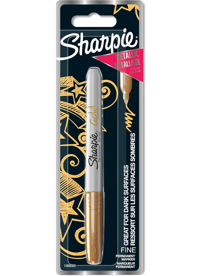 شاربي قلم تحديد دائم بطرف رفيع من شاربي، عبوة نفطة، عرض الخط ١٫٤ مم، ذهبي معدني - Image 1