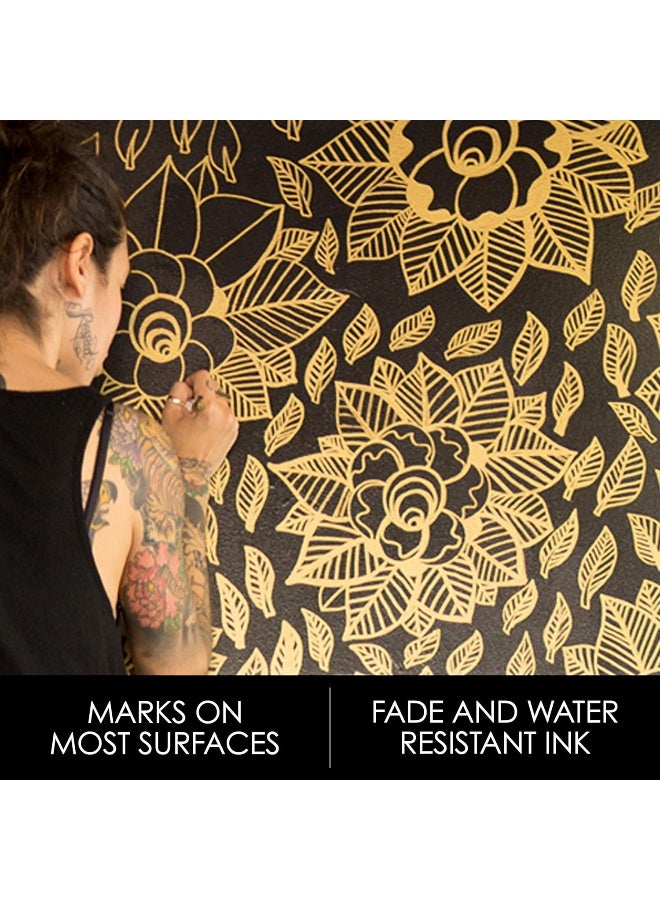 شاربي قلم تحديد دائم بطرف رفيع من شاربي، عبوة نفطة، عرض الخط ١٫٤ مم، ذهبي معدني - Image 4