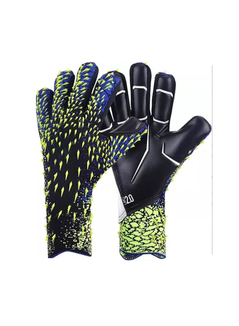 Generic Soccer Goalkeeper Gloves Goalkeeper Training Gloves Strong Grip Non-slip Breathable Suitable for Adults and Kids (Green and Black Size 8)  - Image 1