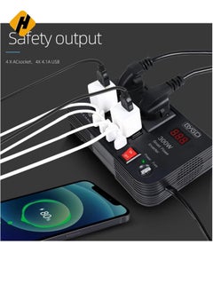 HuHa 300W Car Power Inverter DC 12V/24V to 220V AC with 4 USB Ports Fast Charging with 2 Universal Sockets with Multifunctional LED Display Photovoltaic Inverter  - Image 5