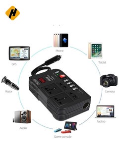 HuHa 300W Car Power Inverter DC 12V/24V to 220V AC with 4 USB Ports Fast Charging with 2 Universal Sockets with Multifunctional LED Display Photovoltaic Inverter  - Image 2