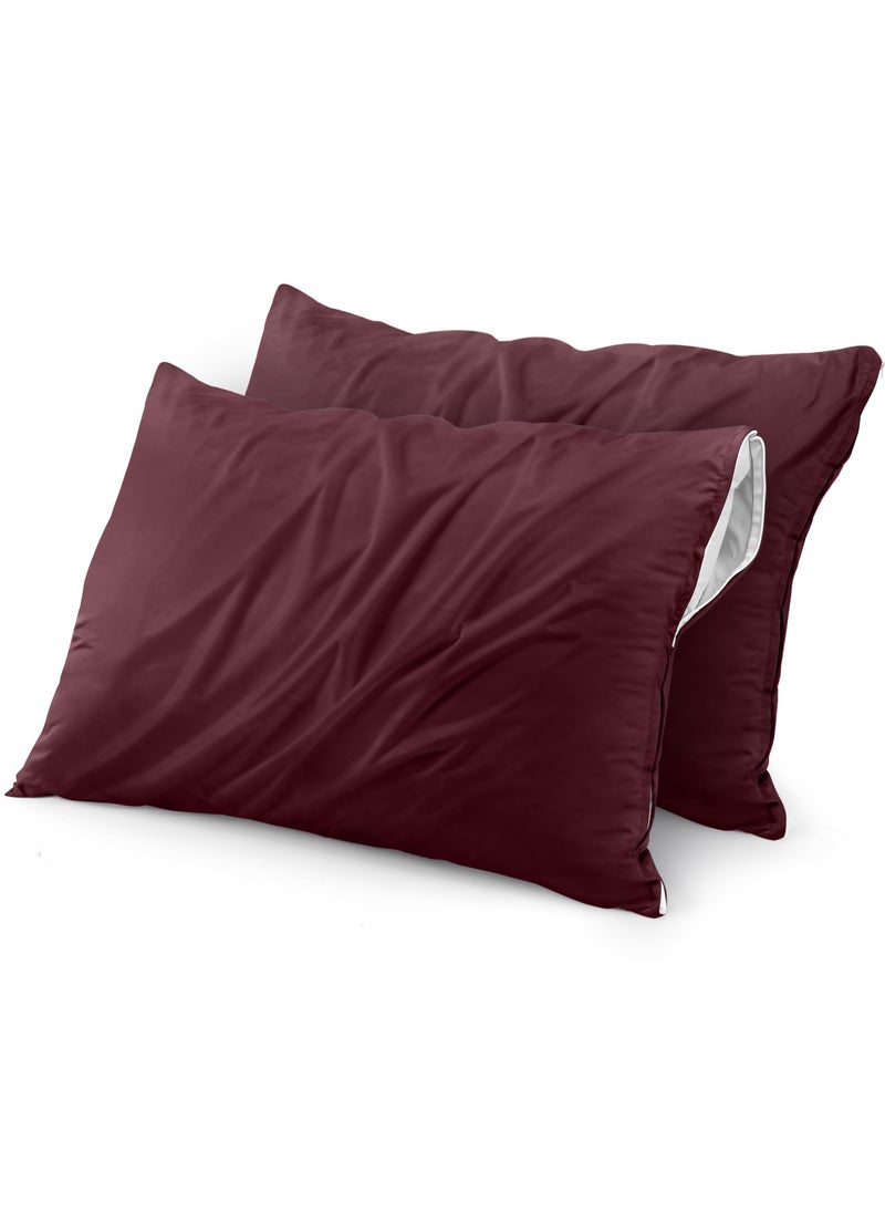 Utopia Bedding Utopia Bedding Waterproof Pillow Protectors Zippered (2 Pack  Burgundy) King Size  Zippered Pillowcases  Bed Bug Proof Pillow Encasement Covers 20 x 38 Inches  - Image 1
