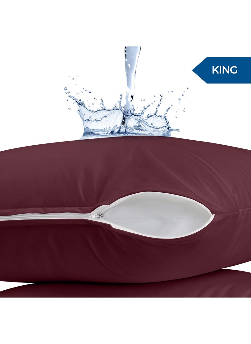 Utopia Bedding Utopia Bedding Waterproof Pillow Protectors Zippered (2 Pack  Burgundy) King Size  Zippered Pillowcases  Bed Bug Proof Pillow Encasement Covers 20 x 38 Inches  - Image 2