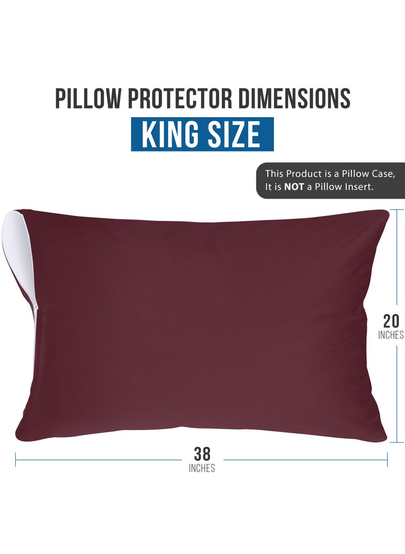 Utopia Bedding Utopia Bedding Waterproof Pillow Protectors Zippered (2 Pack  Burgundy) King Size  Zippered Pillowcases  Bed Bug Proof Pillow Encasement Covers 20 x 38 Inches  - Image 4