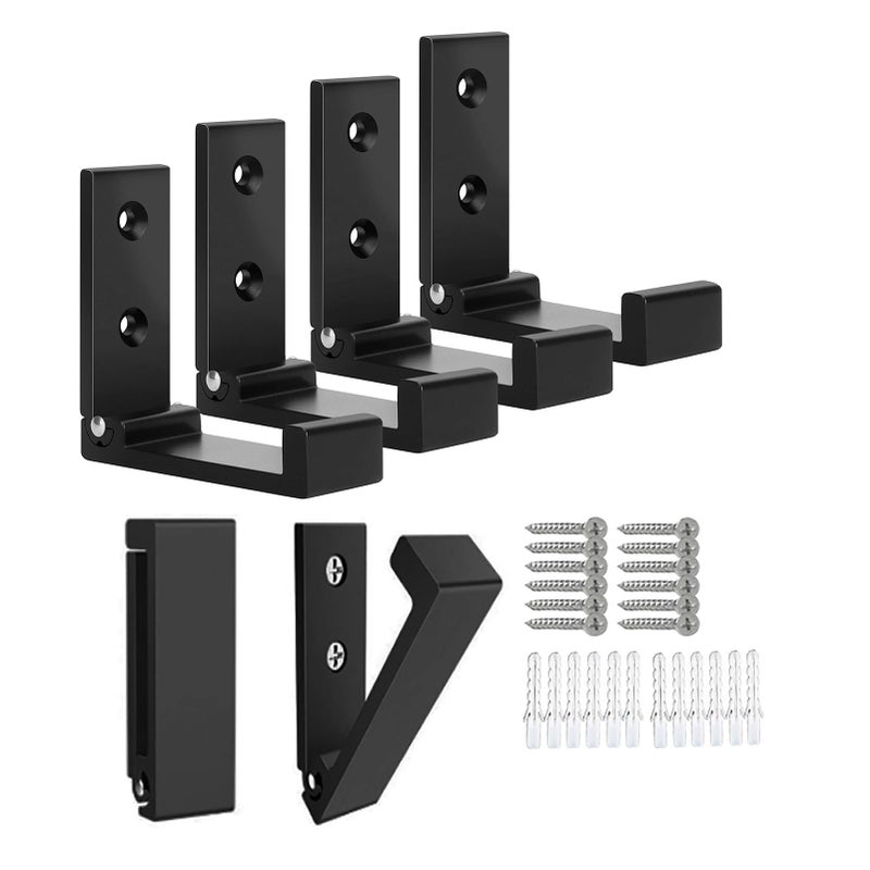 OHIYO Folding Coat Hooks 6pcs Foldable Hook Wall Mounted for Hanging Coat Jacket Towel Heavy Duty Wall Hooks Aluminum Alloy Fold up Hooks Headphones Holder Bearing Load 33lb Black