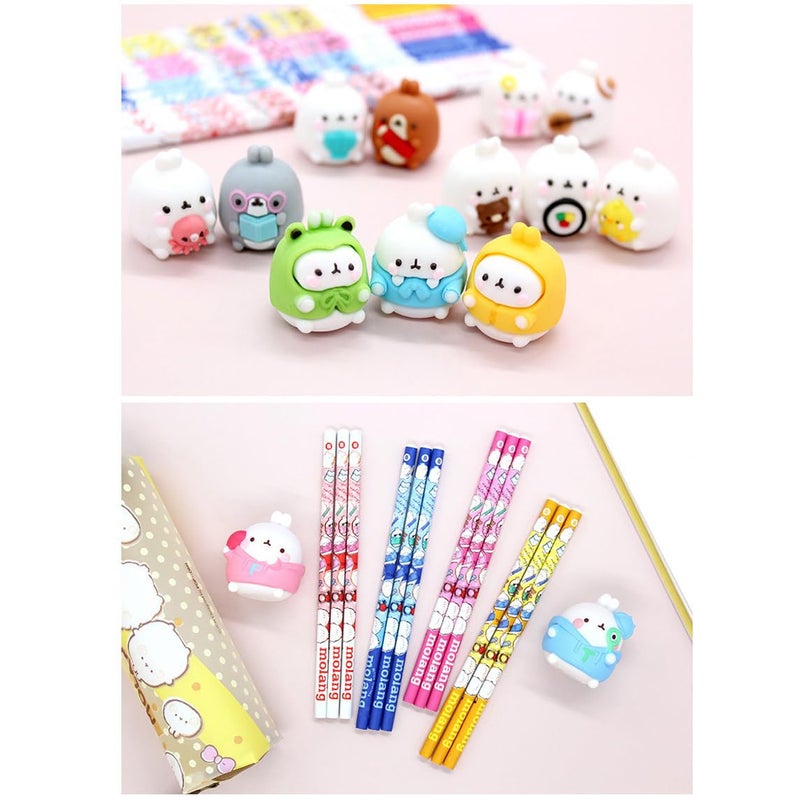 LENITH White Rabbit Molang Mini Figure Pencil Set Korean Stationery 12ea 1 set Blue/From Korean Animation/ëª°ëž‘ ì—°í•„ - Image 4