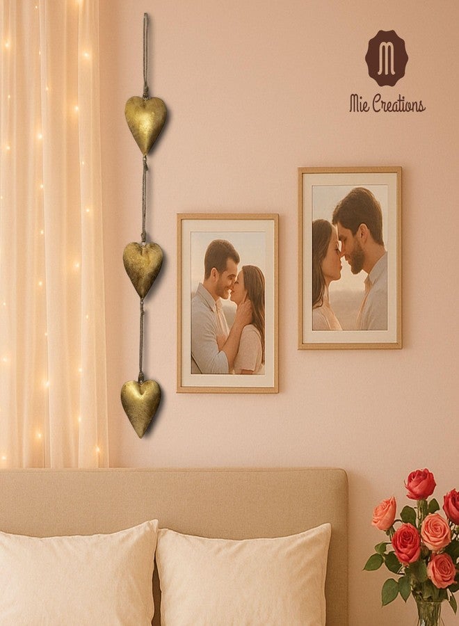 Mie Creations Vintage Metal Heart Wall Hanging Art, Gold Hearts Shaped Bedroom Wall Decor | Anniversary Decorations for Couples, Farmhouse Country Rustic Love Heart, Golden 27'' - Image 5