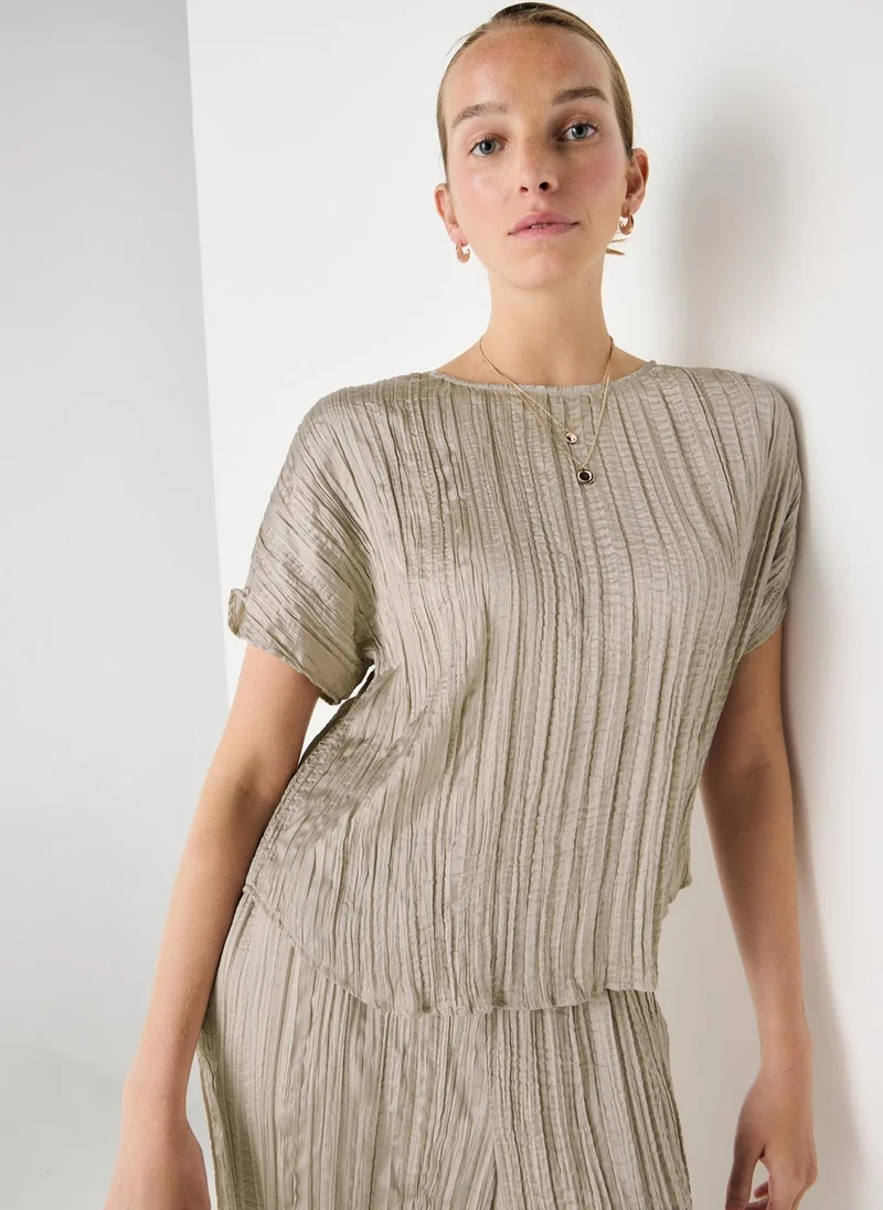 Matalan Et Vous Taupe Crinkle Satin Co Ord Top