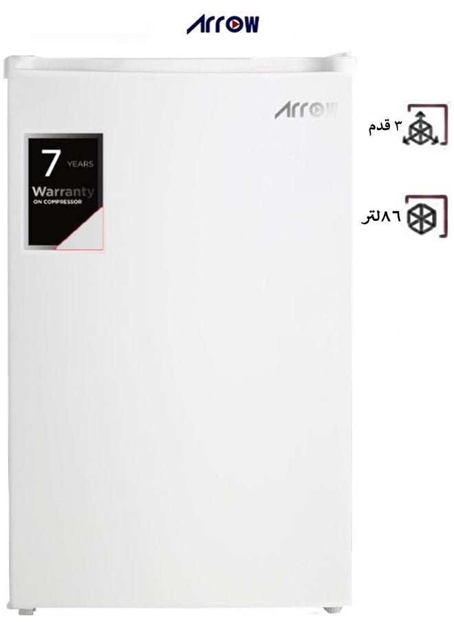 Arrow Single Door Refrigerator with Light, 86L, 3 Cu. ft Defrost,  White | RO-135RDK  - Image 1