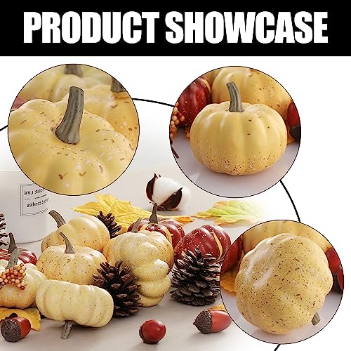Artgar Pumpkin Decor Set, 23 PCS Fall Harvest Decorations Including Mini Pumpkins, Acorns, Pinecones, Berries, Maple Leaves for Home Table Wedding DIY Fall Halloween Thanksgiving Decor - Image 3