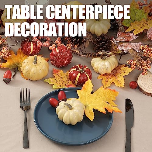 Artgar Pumpkin Decor Set, 23 PCS Fall Harvest Decorations Including Mini Pumpkins, Acorns, Pinecones, Berries, Maple Leaves for Home Table Wedding DIY Fall Halloween Thanksgiving Decor - Image 5
