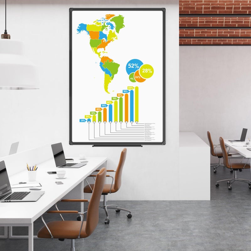 JILoffice Magnetic Whiteboard/White Board, Dry Erase Board 48 x 36 Inch, Black Aluminum Frame Wall Mounted Board for Office Home and School - Image 5