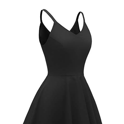 GOOBGS Women's 1950s Retro Vintage Spaghetti Strap Cocktail Swing Dresses with Pockets Black 3XL - Image 3