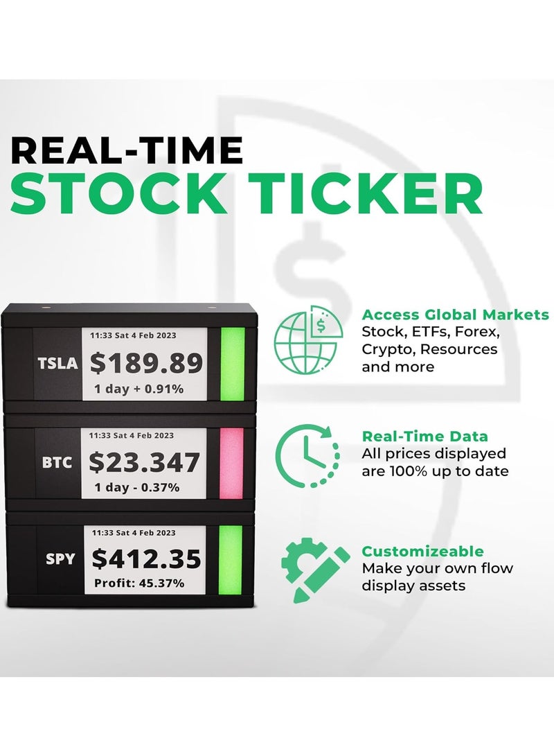 TickrMeter TickrMeter Crypto & Stock Ticker Portable Display Screen with E-Ink Screen and WiFi Connectivity Black  - Image 4