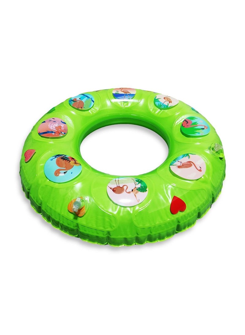 Sound Swimming Ring Inflatable Waist Float, Green  Small Size " 60cm "  Float Boat Fun Water Toys For Boys & Girls - Image 1