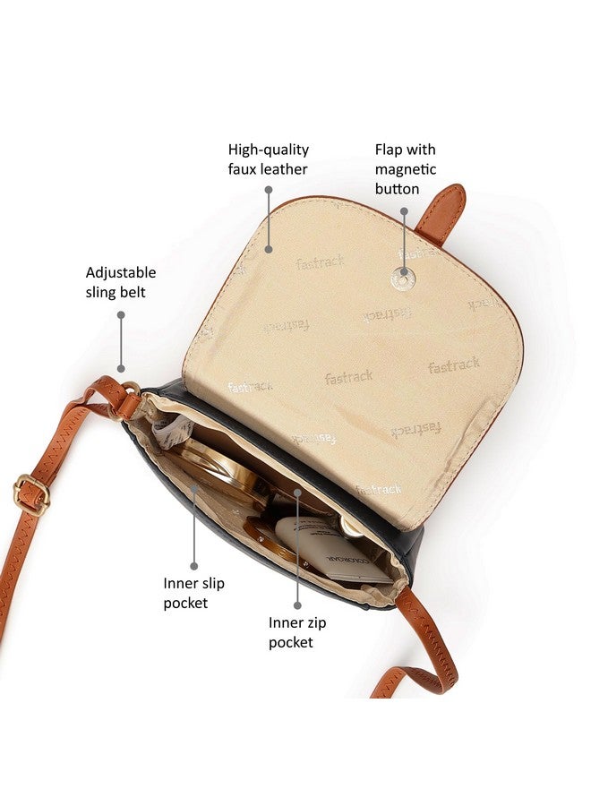 fastrack حقيبة سلاينغ ملونة للنساء والفتيات والسيدات | مع حزام سلاينغ غير قابل للفصل | بناء متين من مادة PU | حقيبة يد للسيدات | سلاينغ لحمل غير رسمي، تان - Image 3