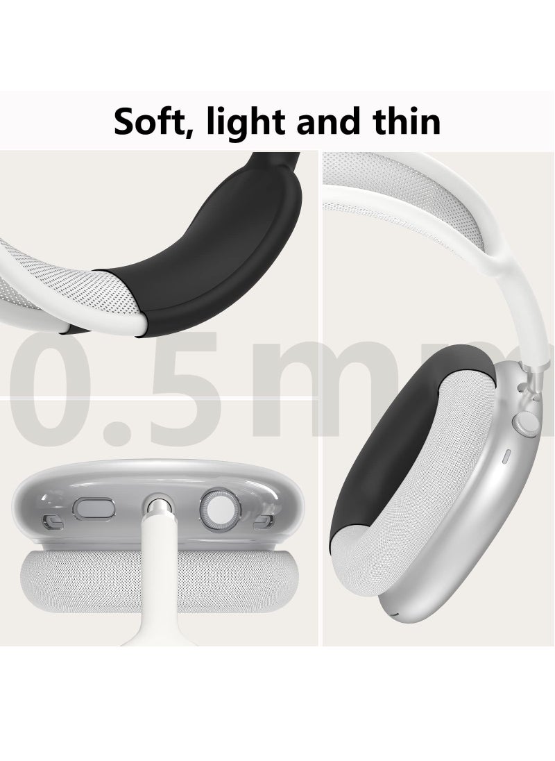 Generic - Silicone Cases Suitable for Apple AirPods Max 3-in-1 Headphones Anti-Scratch Clear Soft TPU Ear Cups Cover Headband Cover and Ear Pad Protector Case Skin Accessories (Black) - Image 1
