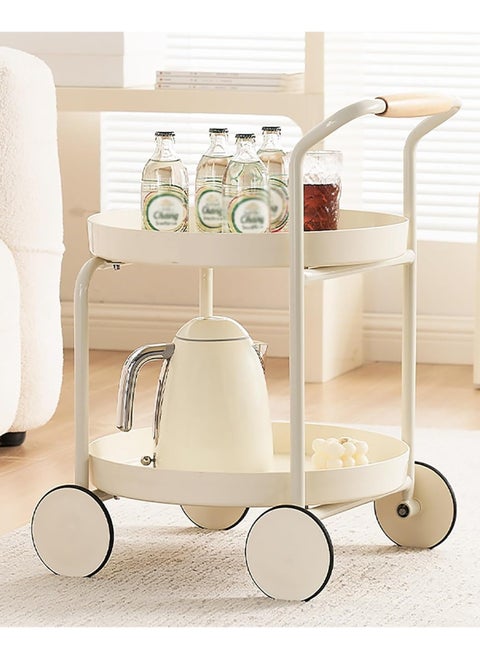 Side Table Open End Table with 2 Tiers Storage Shelf Nightstand Easy Assembly Sofa Table with Wheels Coffee Table Trolley