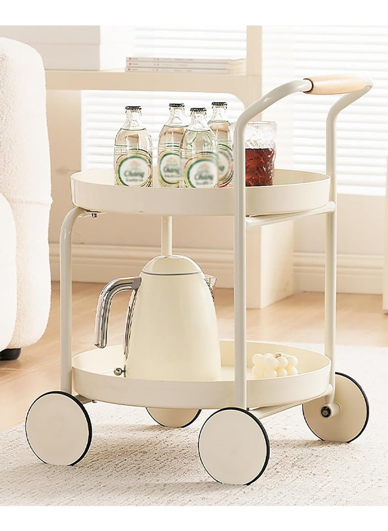General - Side Table Open End Table with 2 Tiers Storage Shelf Nightstand Easy Assembly Sofa Table with Wheels Coffee Table Trolley - Image 1