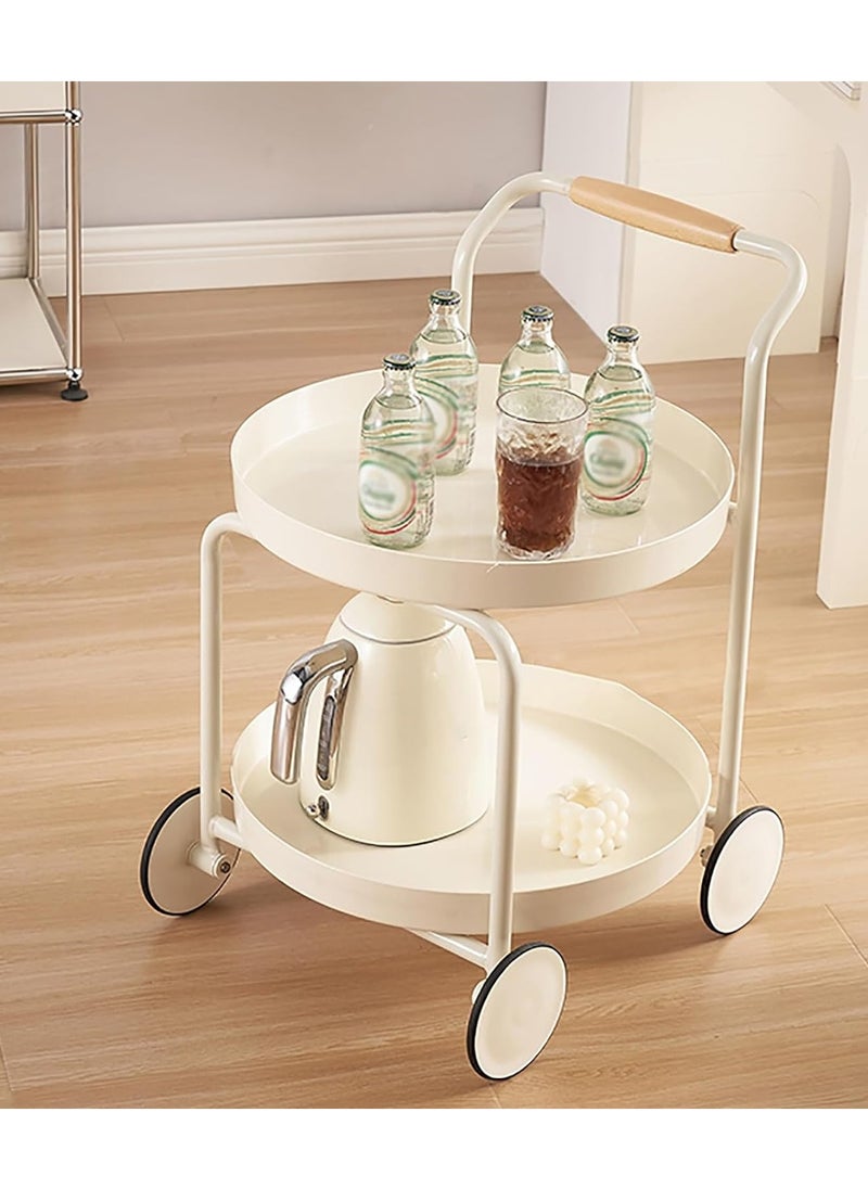 General - Side Table Open End Table with 2 Tiers Storage Shelf Nightstand Easy Assembly Sofa Table with Wheels Coffee Table Trolley - Image 1