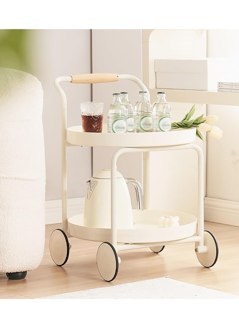 General - Side Table Open End Table with 2 Tiers Storage Shelf Nightstand Easy Assembly Sofa Table with Wheels Coffee Table Trolley - Image 1